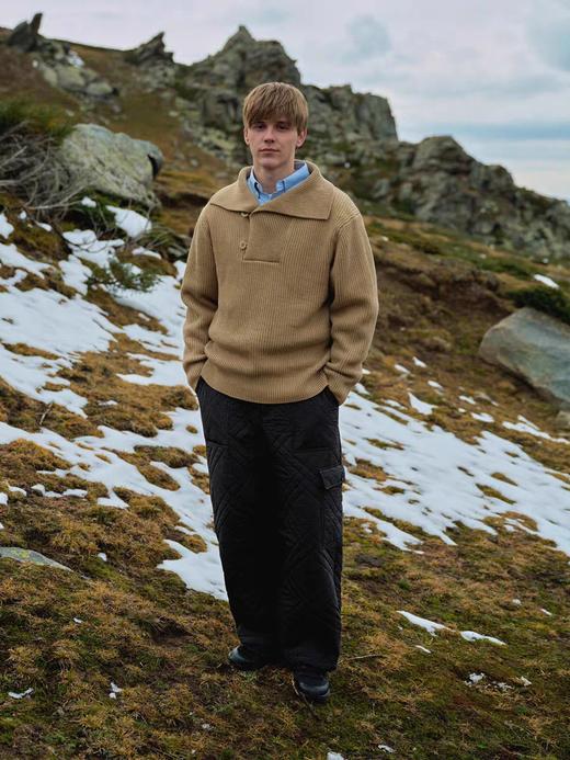 Evistub/E-4DMY997/重磅定染双色海岛棉粗织复古大翻领海员毛衣 商品图3