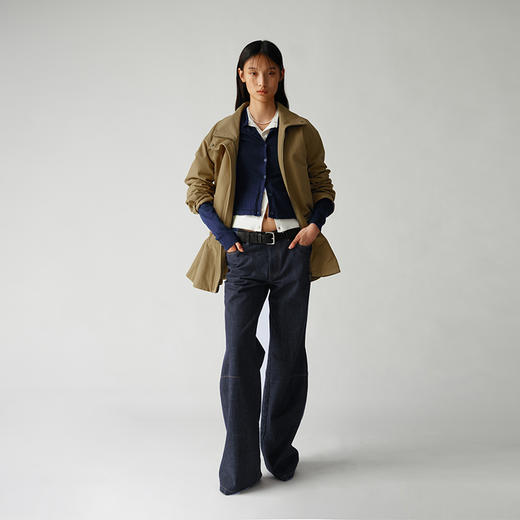 NUTH 复古卡其色中长款可收腰风衣外套女百搭风衣中长款夹克秋冬 商品图5