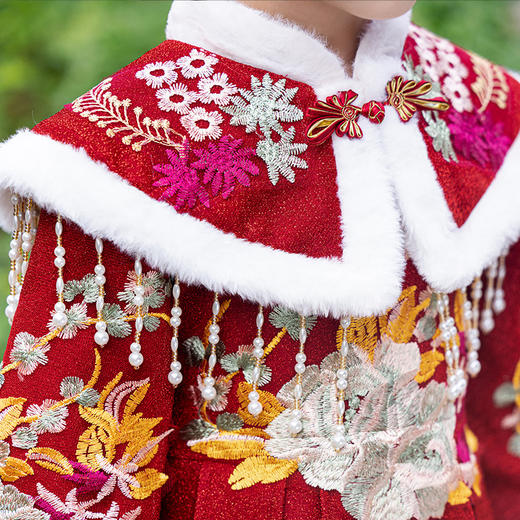 ST-26P328女童唐装洋气冬季2024新款儿童过年喜庆中国风女孩红色加厚公主裙 商品图2