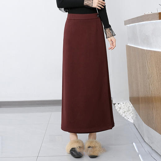 MYX-BFZY-H2698-L通勤时尚直筒裙一片式高腰半身裙2024年秋冬款长款加厚毛呢包臀裙 商品图0