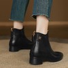 【预售5天】时尚舒适软皮软底短靴，圆头粗跟单靴通勤3cm羊皮靴子YF&X3125 商品缩略图3