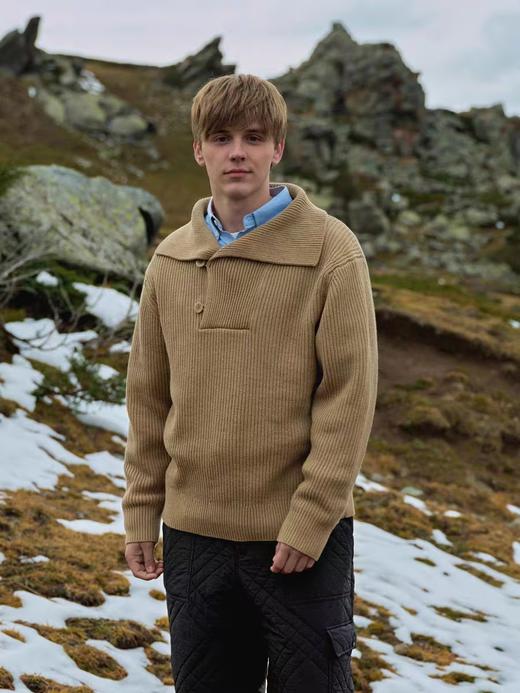 Evistub/E-4DMY997/重磅定染双色海岛棉粗织复古大翻领海员毛衣 商品图0