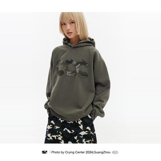 CryingCenter 迷彩像素贴布连帽加绒卫衣 哭喊中心 商品图4