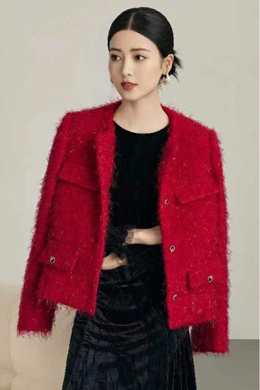 Le Malene 红色圆领小香风外套 19721 商品图0