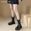 西遇厚底切尔西靴女加绒冬季新款英伦风复古中筒靴子黑色短靴SS248617/SS248616 商品缩略图3