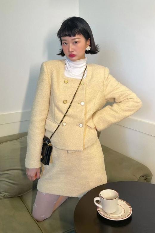 amadella 气质鹅黄色小香风外套半裙套装 15424 商品图9