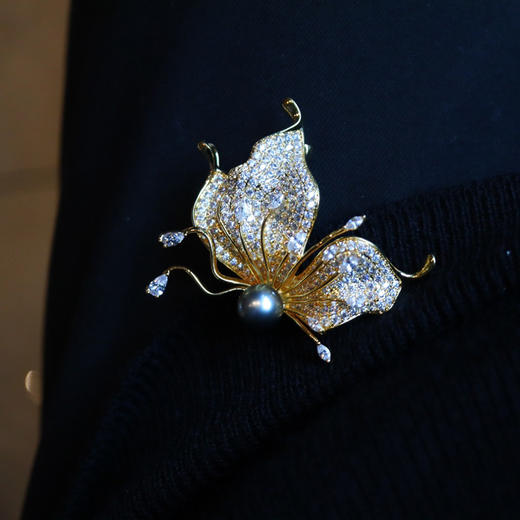 大溪地海水珍珠福蝶胸针 吊坠两用款 CR 商品图3