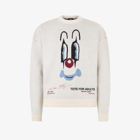 GCDS 男士小丑徽标提花混纺羊毛长袖针织衫 白色 A2CM1505KF710