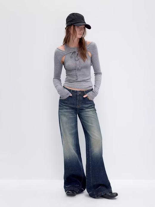 出逃赤岗西/24AWT106/设计感莱赛尔绵羊毛真两件一衣两穿内搭修身长袖T恤 商品图3