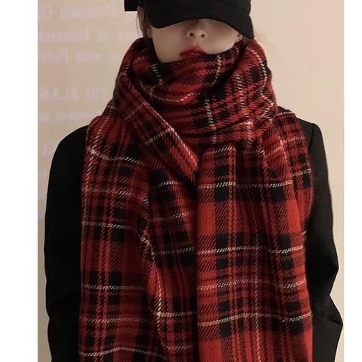 【柔软舒适！呵护颈部温暖】复古红色围巾新款彩虹围巾女秋冬韩版外搭软糯网红保暖围脖长款围巾馨帮帮格子。ry 商品图3