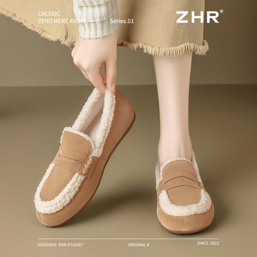 ZHR加绒勃肯鞋女2024新款特厚防冻棉鞋一脚蹬毛毛鞋ins乐福鞋外穿 商品图5