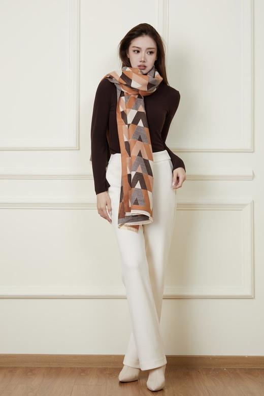 Say Something 橘色系菱形图案围巾 19449 商品图1