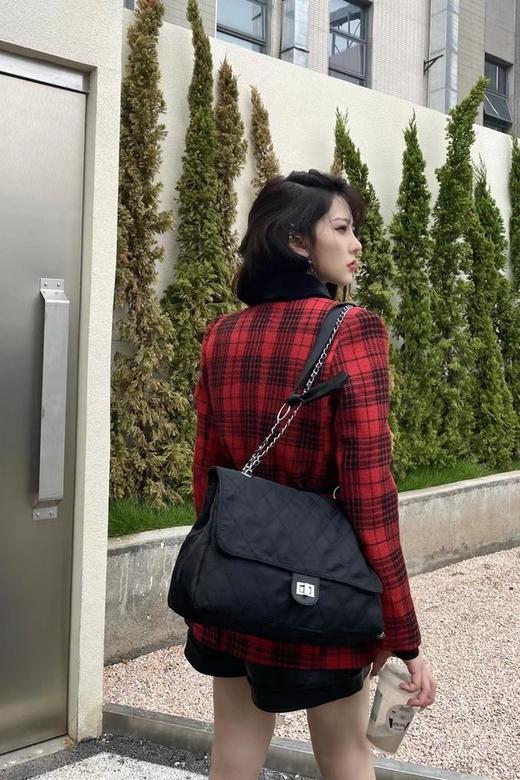 ANSUABEL 红黑格纹翻领外套 15476【不含腰带】 商品图2