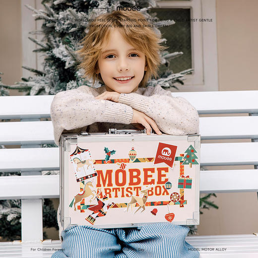 赠礼品袋【送孩子的圣诞艺术好礼】mobee圣诞款儿童绘画礼盒 小学生画画工具水彩笔蜡笔 可水洗 商品图4