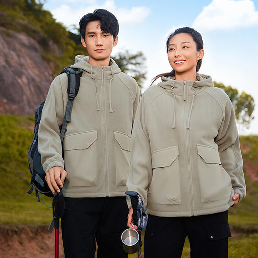 幸运鹿 情侣款重磅时尚潮流抓绒外套66010 商品图2