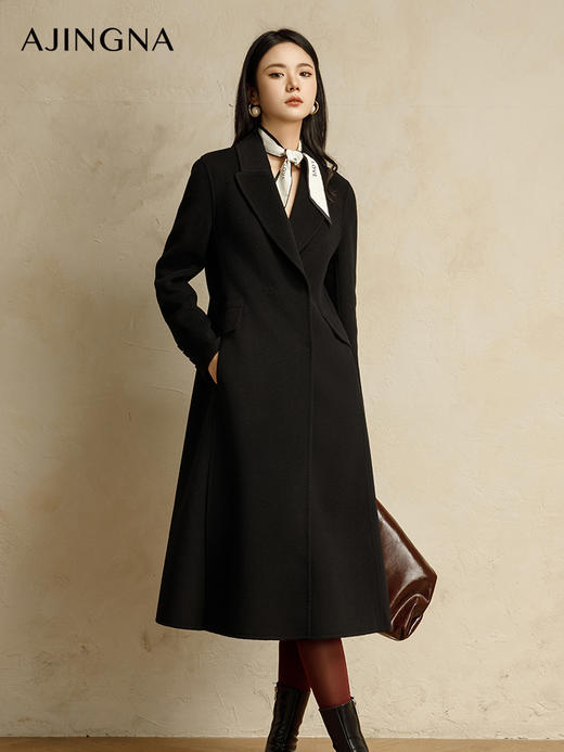 【商场同款】阿菁娜冬季新品经典长款收腰大衣A30D211010 商品图1