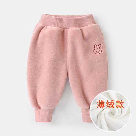 【弹力松紧裤腰，卡通动物绣花】婴儿奥粒绒裤子 加厚秋冬一体绒长裤 加绒男女宝宝 中小儿童休闲裤-QQ 商品图5