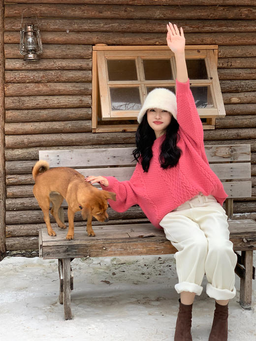 【百图lulu定制】【氛围感毛衣】抗起球纱线 慵懒文艺风  宽松舒适套头毛衣 商品图6