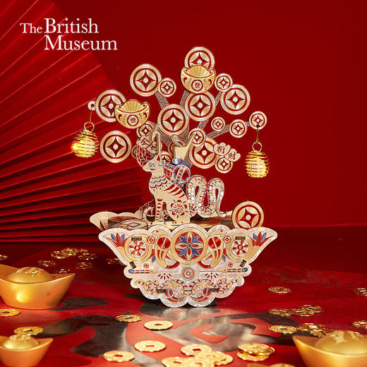 大英博物馆安德森猫音乐盒女孩生日礼物木拼摆件装饰摇钱树旋转发光 商品图0