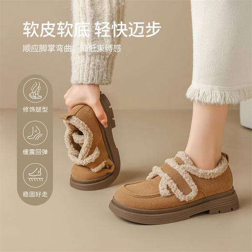 ZHR则则洋气保暖乐福鞋2024新款平底棉鞋美拉德加绒勃肯鞋毛毛鞋 商品图2