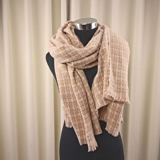 【软软糯糯】韩版格子女韩系甜美保暖提花粉秋冬柔软流苏粉色格子围巾围脖。ry 商品图7