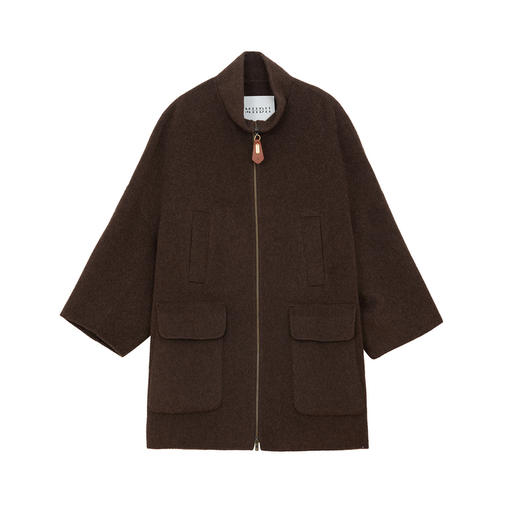 谜底呢子大衣女2024冬季新品时尚翻领大廓形中长款毛呢244GD1482 商品图4