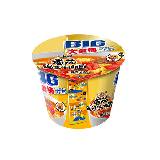 康师傅大食桶番茄鸡蛋牛肉面162g*12桶 商品图1