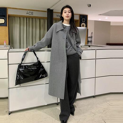 NEELLY纳俪商场同款冬季新款气质通勤羊毛呢大衣女立裁长款外套N24104N07775 商品图2