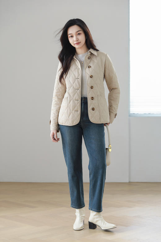 【Burberry带标系列】火桐hooton 经典菱格修身绗缝棉服夹克YT219 商品图0