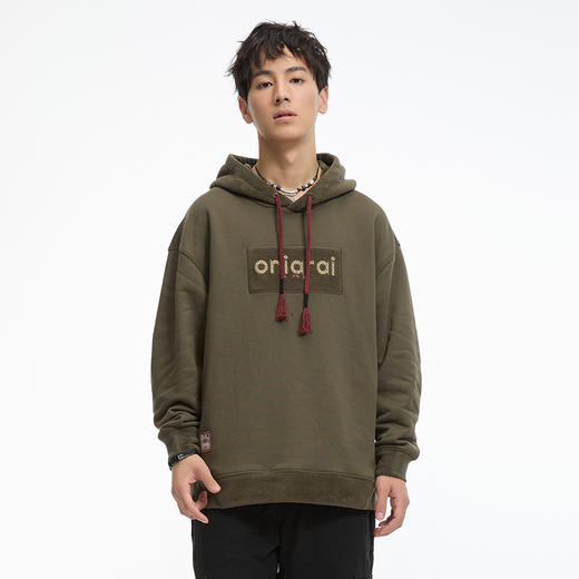 ONIARAI/鬼洗 石器时代奥韩绒拼布3D和谐共处浮雕立裁连帽卫衣 A240008 商品图2