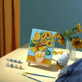 【玩作正版立体浮雕手绘油画】送画架 梵高莫奈浮世绘DIY创意手工立体浮雕手绘油画