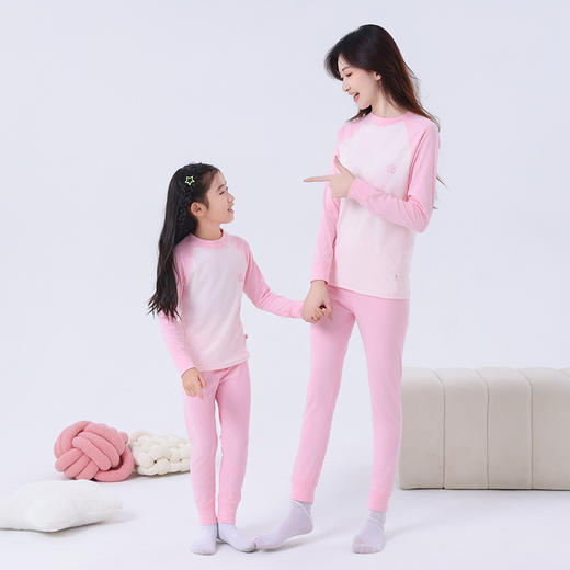秋冬男童女童插肩秋衣秋裤套装青少年拼色睡衣家居服儿童保暖内衣 商品图5