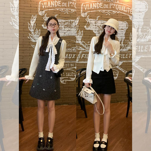 <曾小咸推荐>韩系设计感蝴蝶结系带毛衣 商品图1