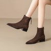 ZHR则则绒面弹力靴2024新款尖头粗跟瘦瘦靴优雅气质短靴加绒女靴 商品缩略图7