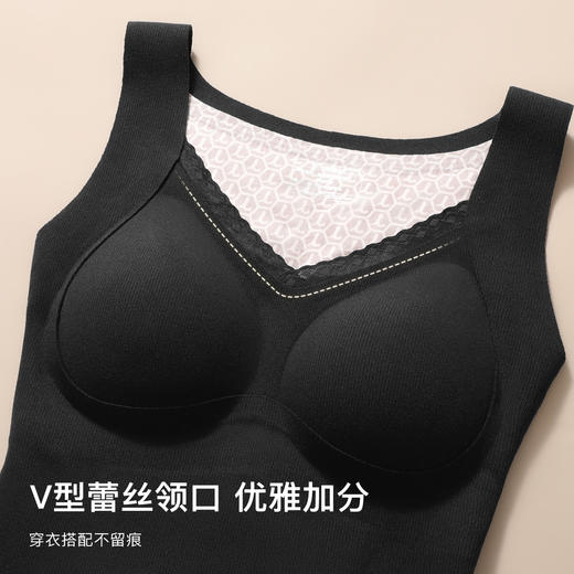 【填充物100%绵羊毛】带胸垫保暖背心秋冬磨毛打底免穿文胸女贴片固定杯背心 商品图4