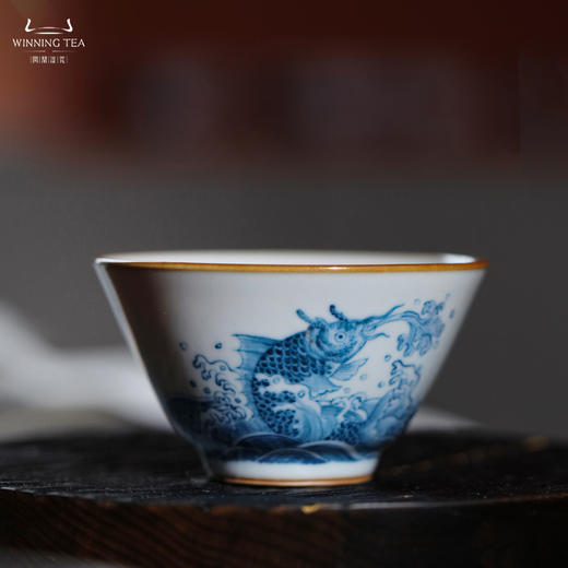 问鼎汝瓷鼎峰柴窑天青淳和杯（鱼戏海波） 商品图0