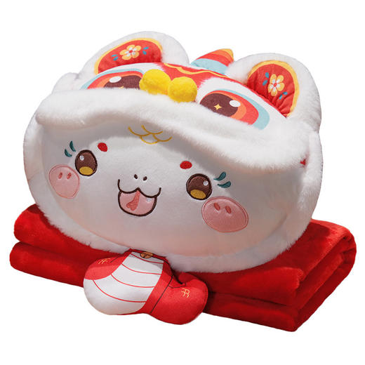 醒狮蛇年【三用抱枕毯子三合一】办公室午睡毯 汽车抱枕床头靠枕 商品图4