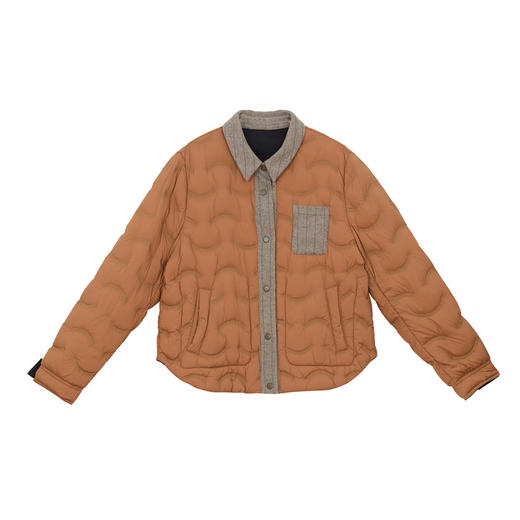 谜底两面穿羽绒服女2024冬款复古风翻领百搭短款鸭绒服244MY1541 商品图4