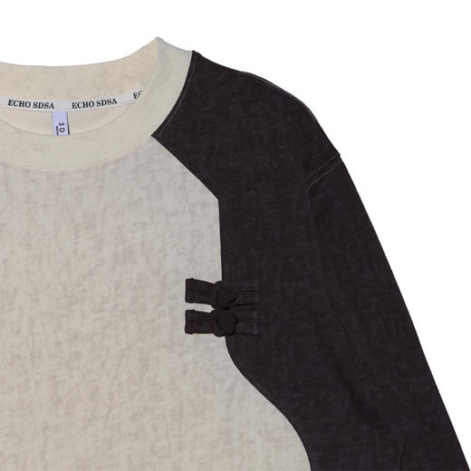 T510拼接色套头T恤男士长袖宽松中式文艺圆领斜襟男女同款 商品图5