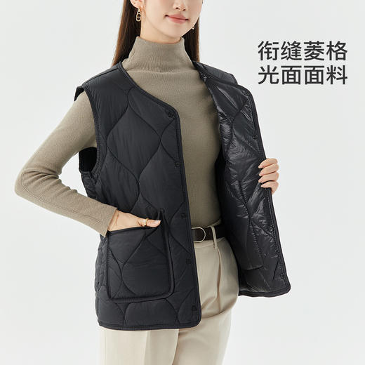 时尚菱格百搭马甲秋冬叠穿纯色内搭保暖上衣加厚御寒宽松背心女时尚菱格马甲 商品图3