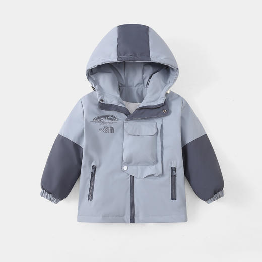 【三防面料易打理，户外出行，无惧风雨】小黄鸭儿童夹棉冲锋衣外套 男童秋冬三合一 女孩加厚羽绒服户外防水外套-QQ 商品图6