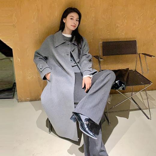 NEELLY纳俪商场同款冬季新款气质通勤羊毛呢大衣女立裁长款外套N24104N07775 商品图3