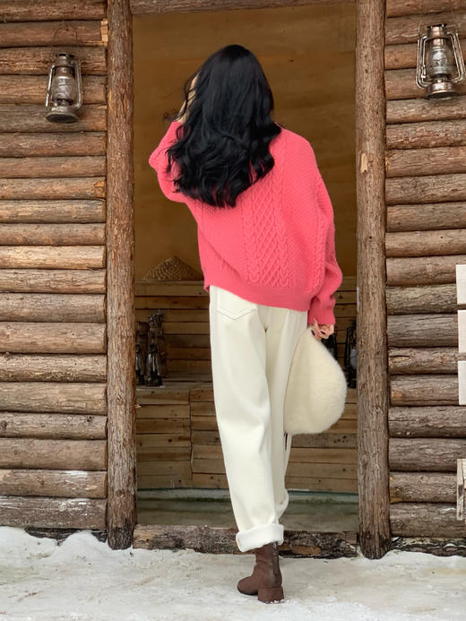 【百图lulu定制】【氛围感毛衣】抗起球纱线 慵懒文艺风  宽松舒适套头毛衣 商品图7