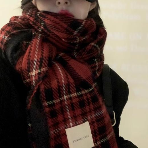 【柔软舒适！呵护颈部温暖】复古红色围巾新款彩虹围巾女秋冬韩版外搭软糯网红保暖围脖长款围巾馨帮帮格子。ry 商品图2