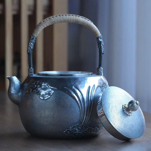 《祥云》高工银壶，纯手工锻打口打出，塹刻工艺 商品图2