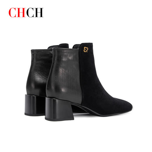 CHCH平衡鞋2024秋冬新品羊皮绒面粗跟百搭时尚女靴CO2B6091 商品图2