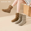 西遇复古堆堆靴女新款冬季超火加绒西部牛仔靴平底勃肯短靴子V4147853 商品缩略图0