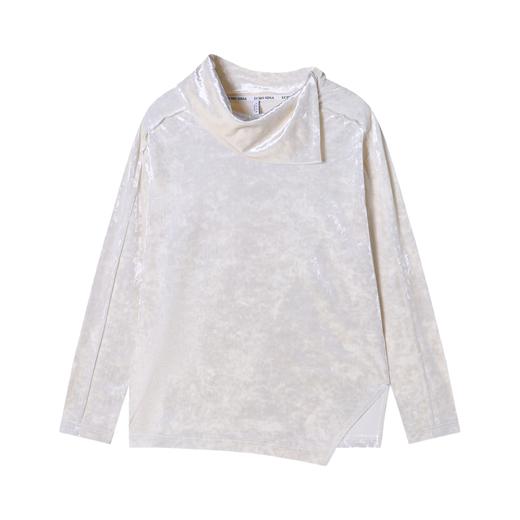 T1652秋季新款下摆不规则设计感简约宽松翻领长袖潮流百搭 商品图0