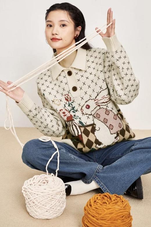 WESTLINK/西遇 复古针织polo领毛衣 15355 商品图0