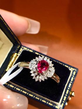 0.7ct刻面红宝石戒指